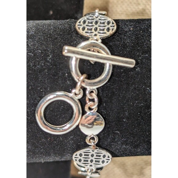 Black and Silver Tone Patterned Bracelet Earrings - Picture 7 of 12